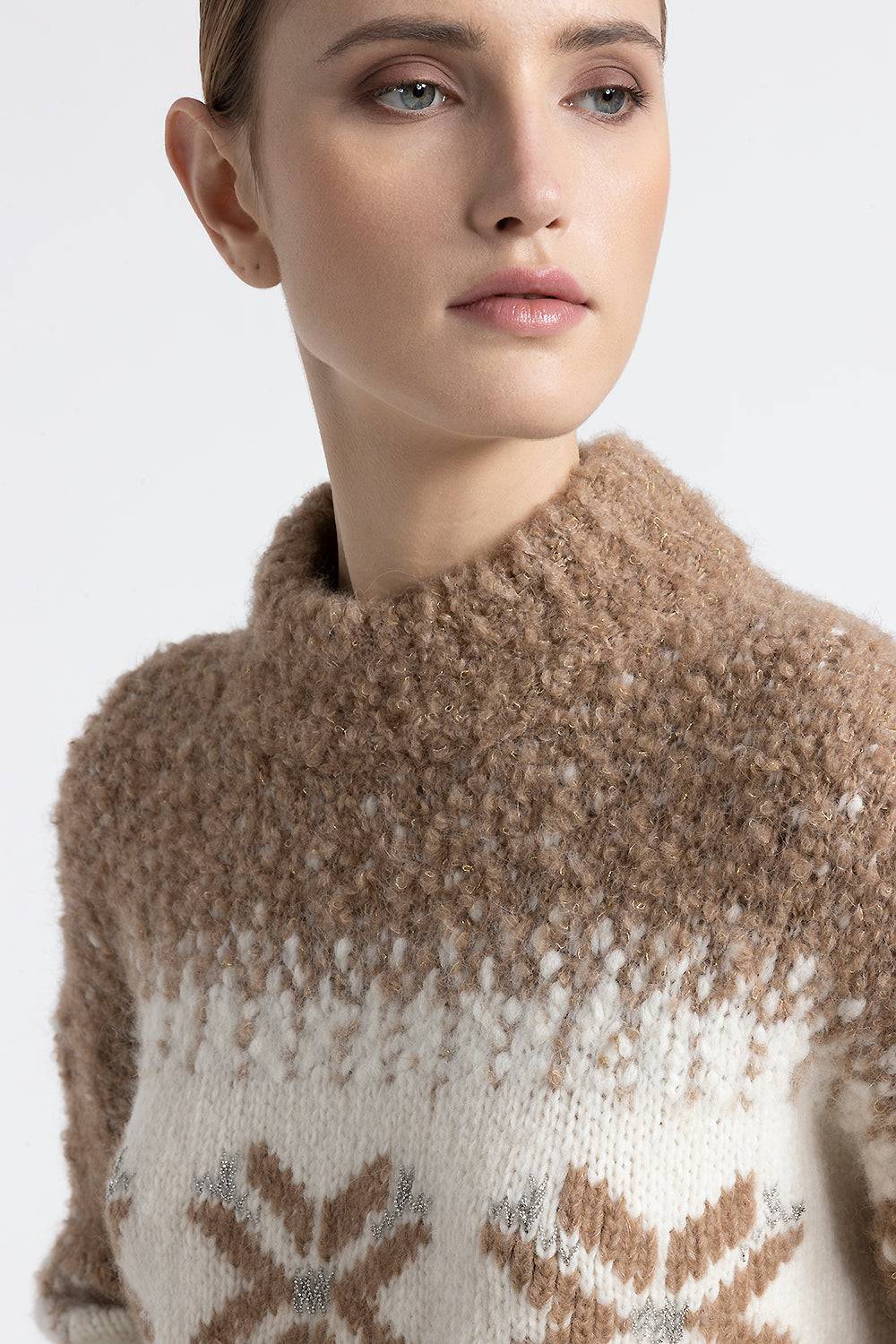 Peserico Maglia girocollo in alpaca, lana e paillettes Smaltimento dello stoccaggio