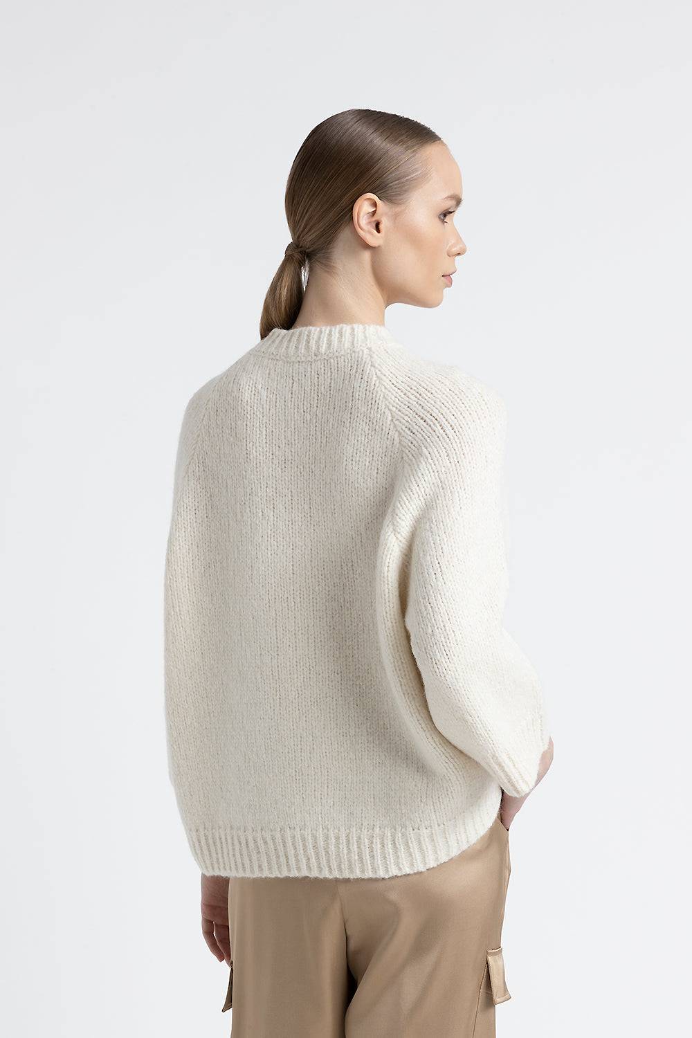 Peserico Maglia crop con ricamo in alpaca e lana Vendita