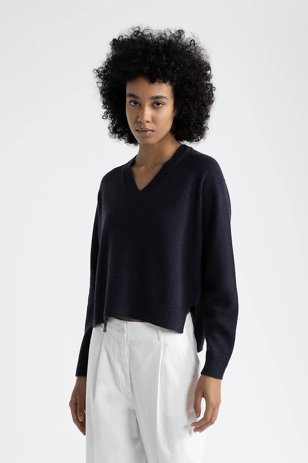 Peserico Maglia con scollo a V in lana, seta e cashmere Spedizione Gratuita