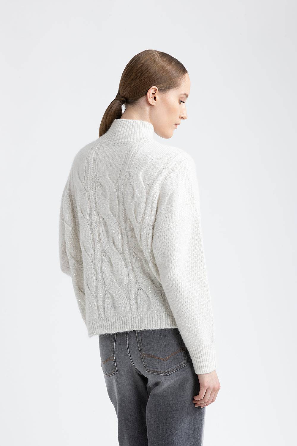 Peserico Maglia a coste e trecce in lana, seta, cashmere Pezzi Unici