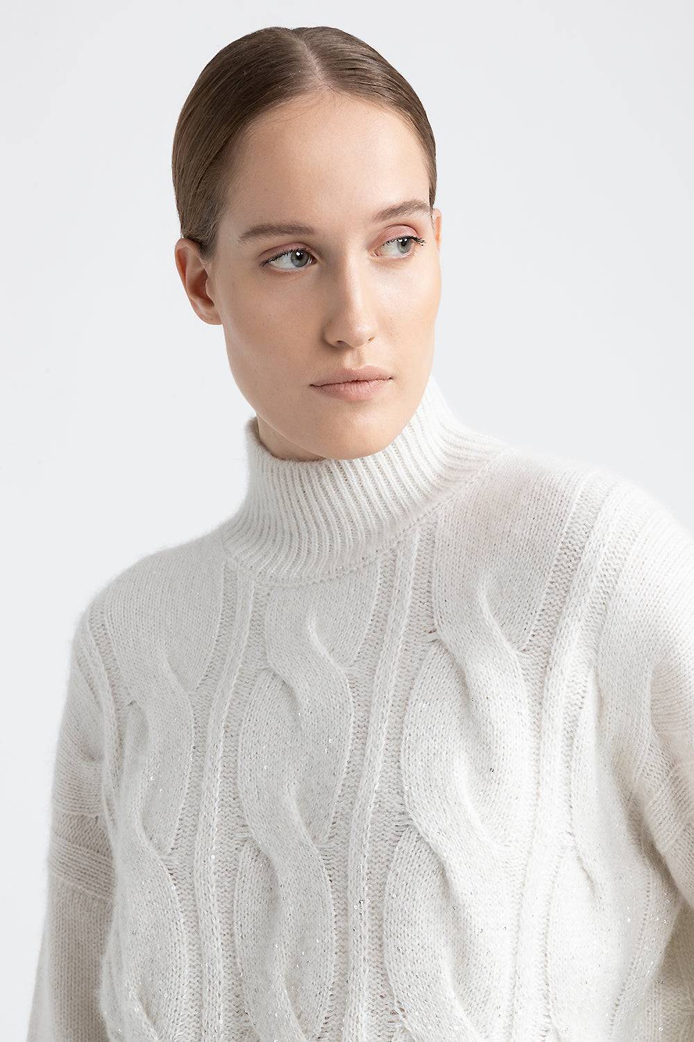 Peserico Maglia a coste e trecce in lana, seta, cashmere Pezzi Unici