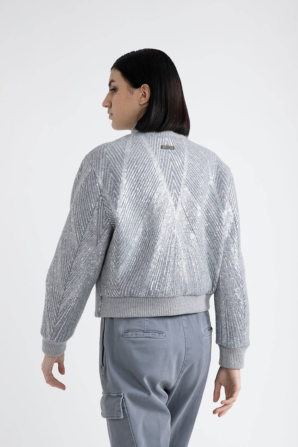 Peserico Giaccone crop in panno garzato con ricamo di paillettes Fino Al -60%