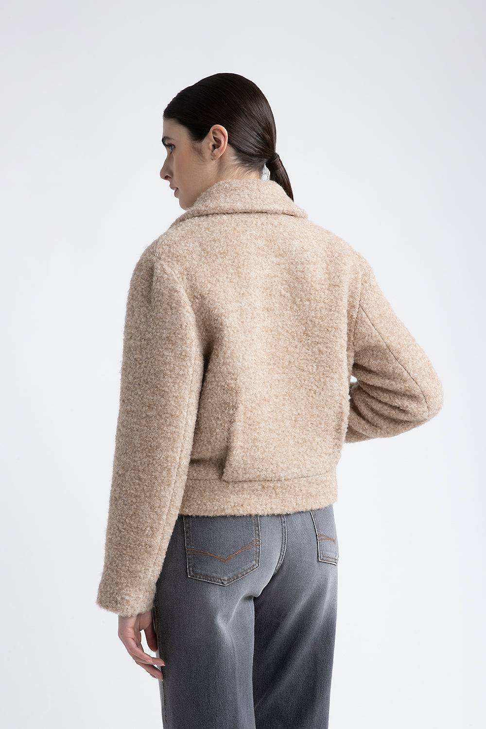 Peserico Blazer crop in panno bouclé di lana e alpaca Affare Del Giorno