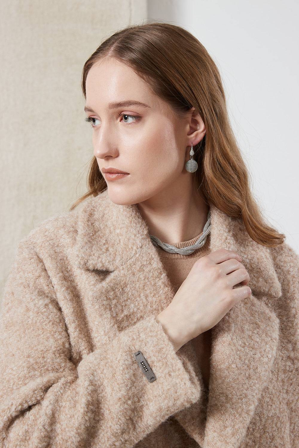 Peserico Blazer crop in panno bouclé di lana e alpaca Affare Del Giorno