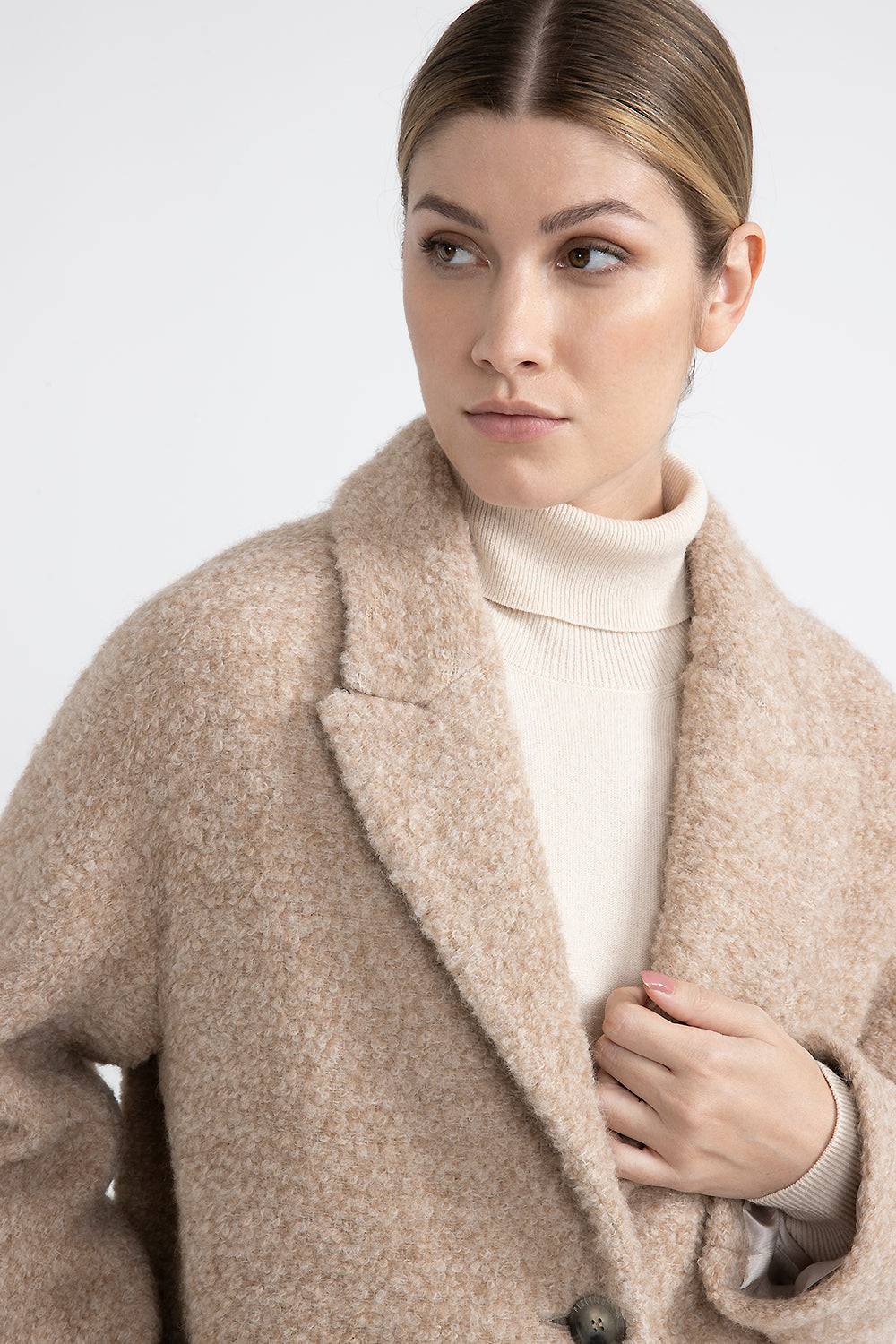 Peserico Cappotto in panno bouclè di lana e alpaca Offerte speciali