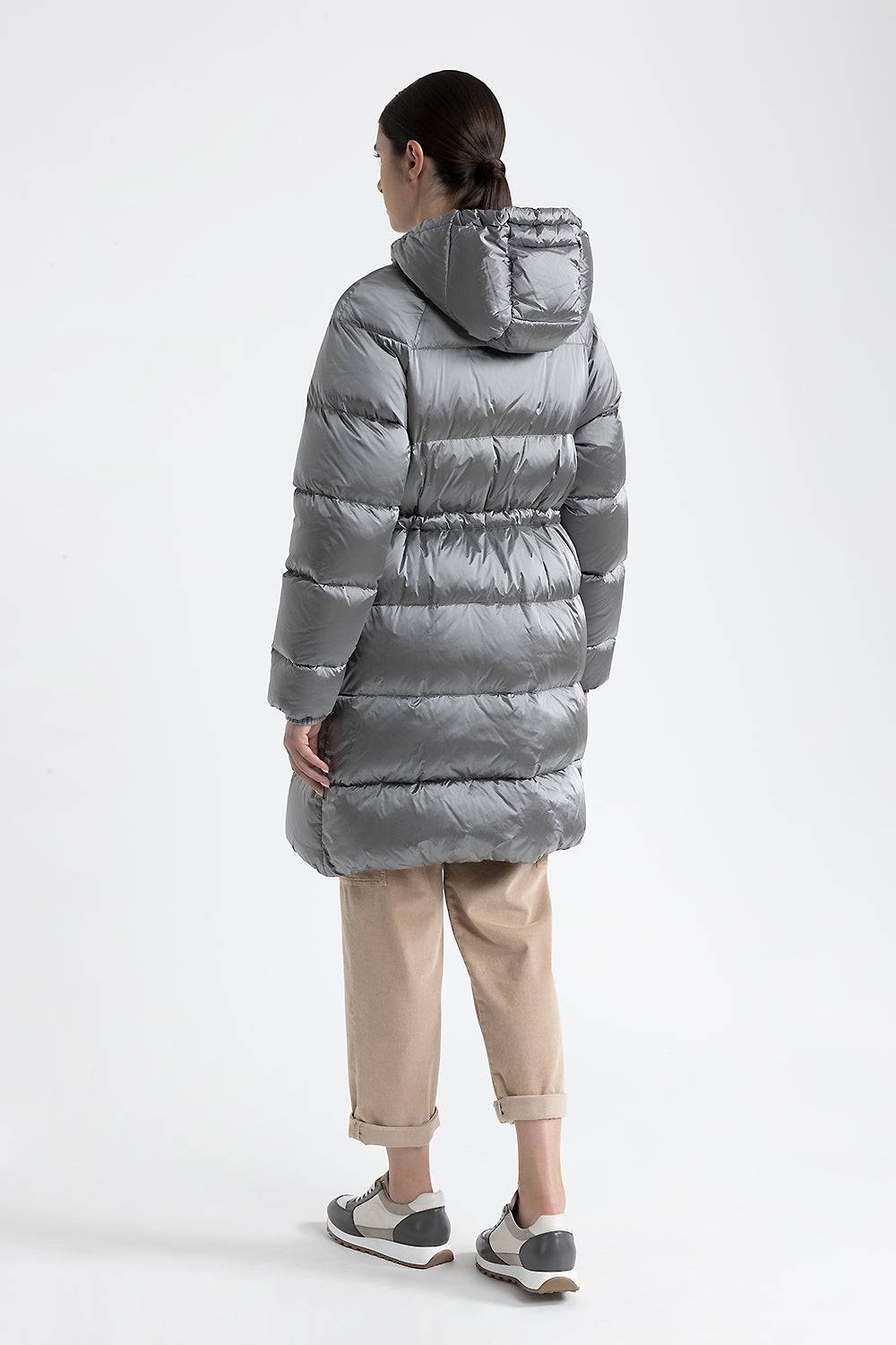 Peserico Piumino lungo con cappuccio in twill di nylon WR Sconto