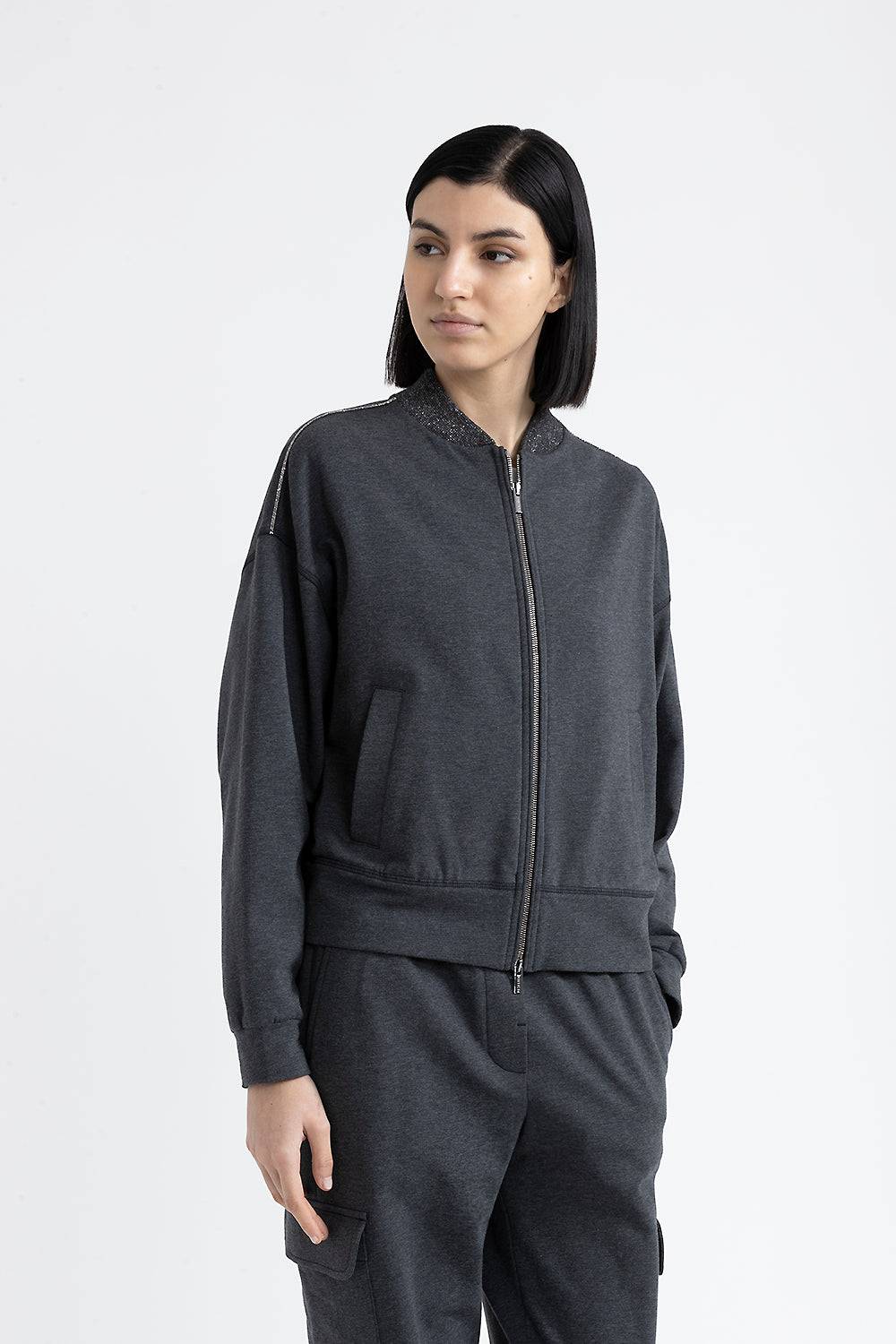 Peserico Felpa di cotone stretch smerigliata con Punto Luce Outlet