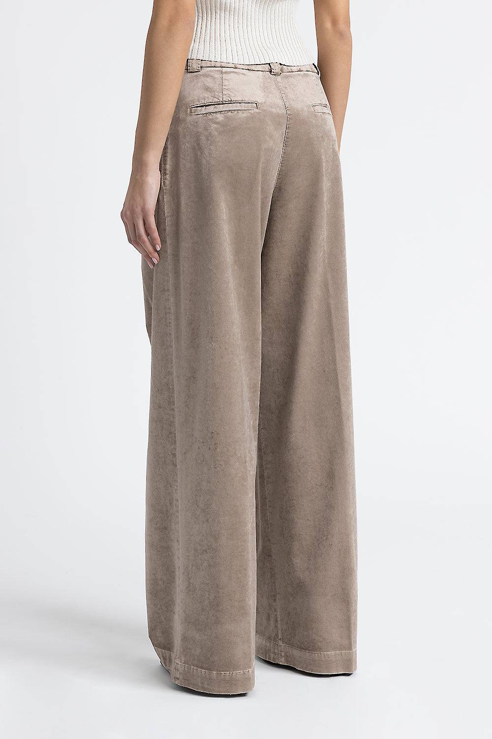 Peserico Pantalone palazzo con pince in velluto a coste Vendite Flash