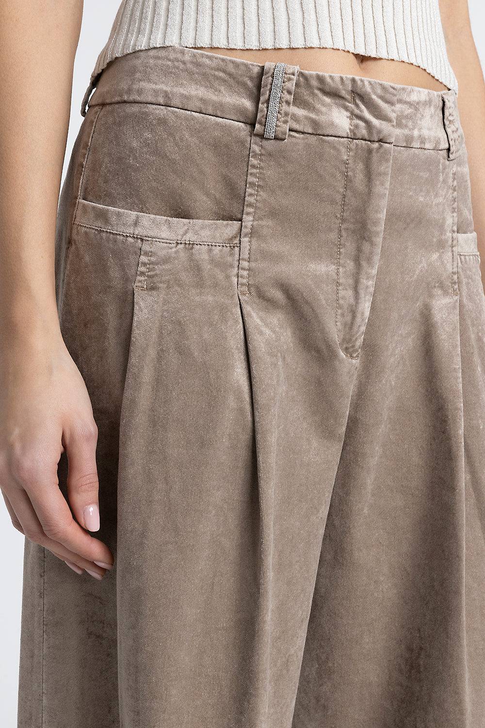 Peserico Pantalone palazzo con pince in velluto a coste Vendite Flash