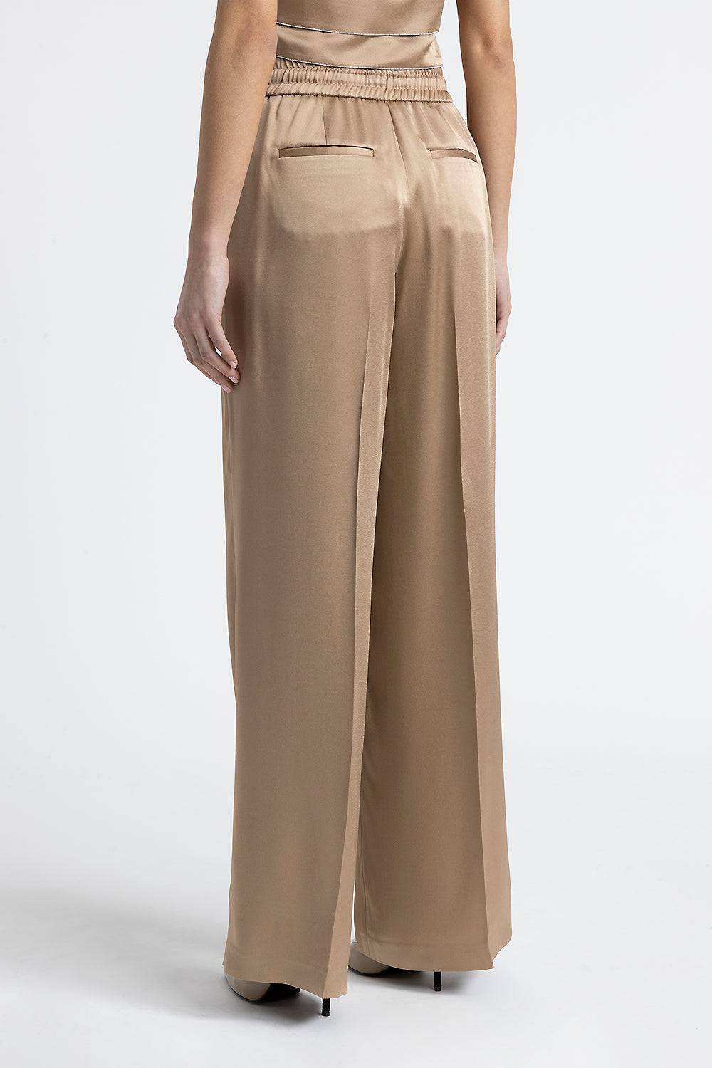 Peserico Pantalone palazzo satinato con Punto Luce In Saldo
