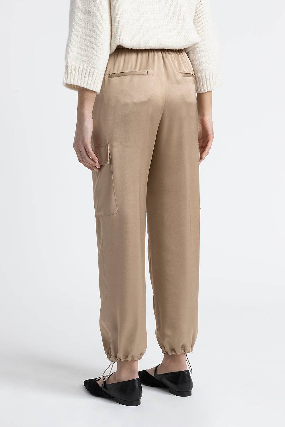 Peserico Pantalone cargo baggy in raso di viscosa Nuova