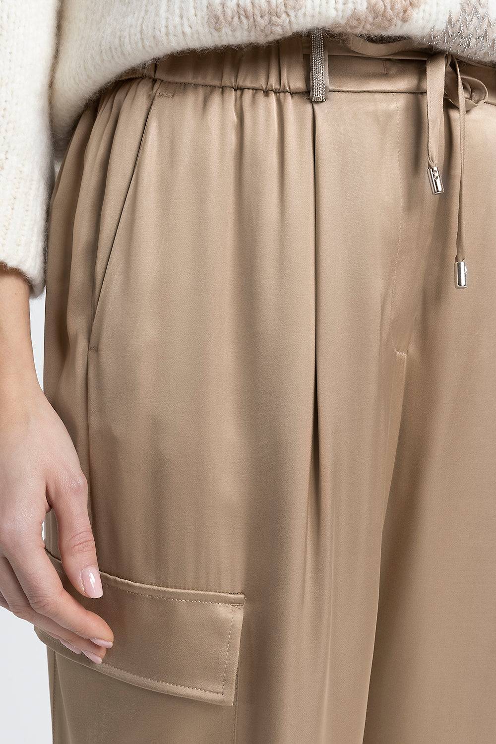 Peserico Pantalone cargo baggy in raso di viscosa Nuova