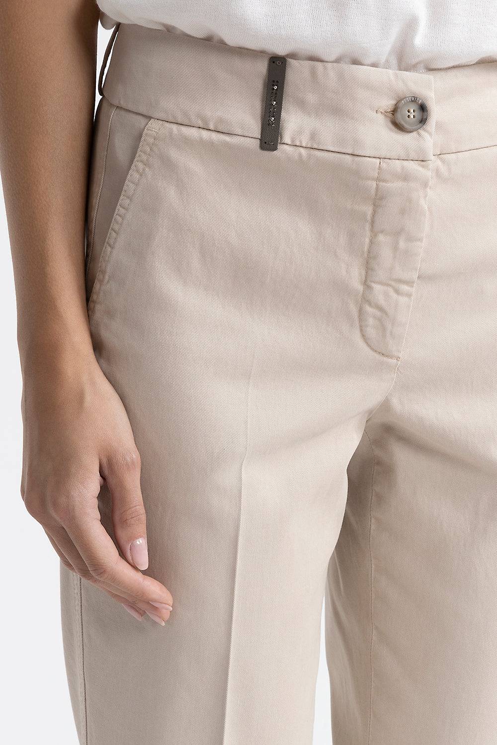Peserico Pantalone a sigaretta in gabardina mano pesca 2025