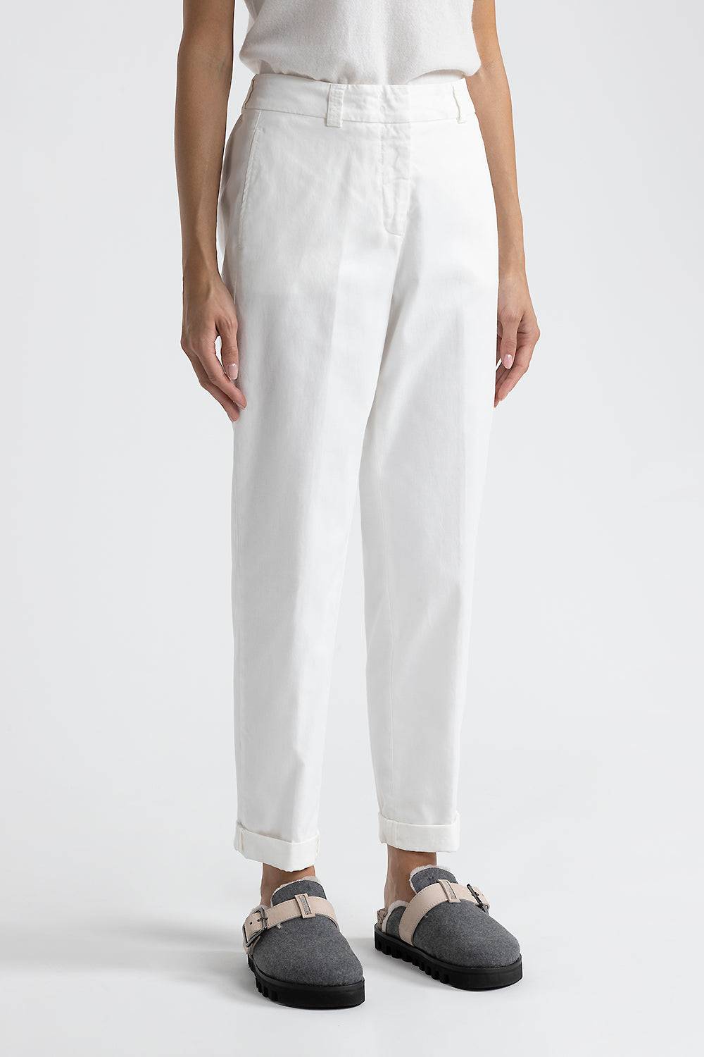 Peserico Pantalone carrot in gabardina mano pesca