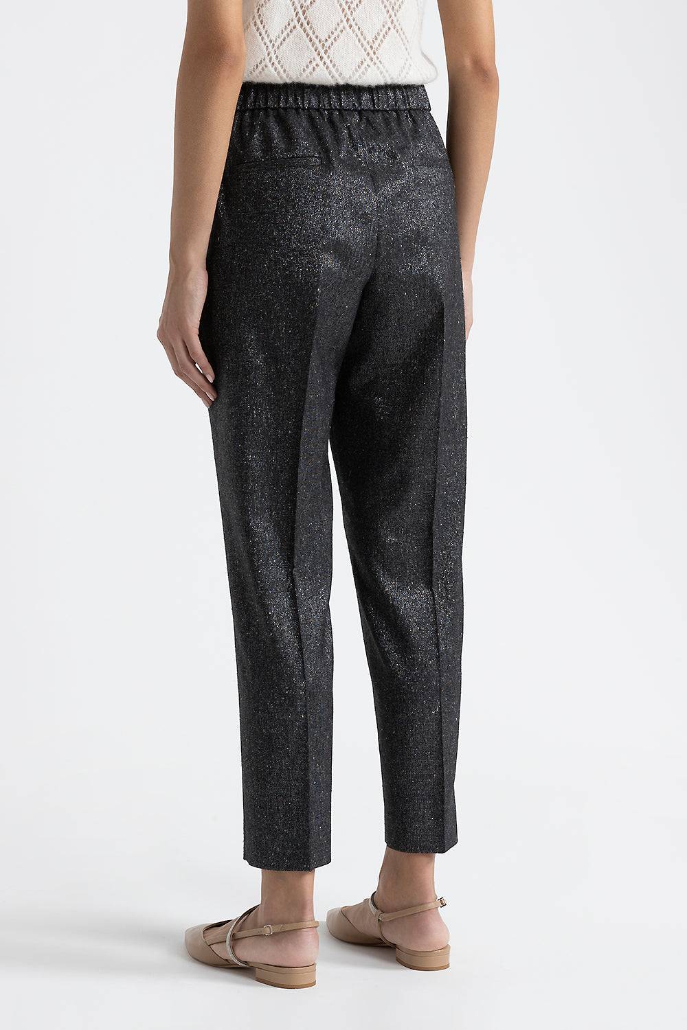 Peserico Pantalone carrot con elastico in tweed lurex Spedizione Gratuita