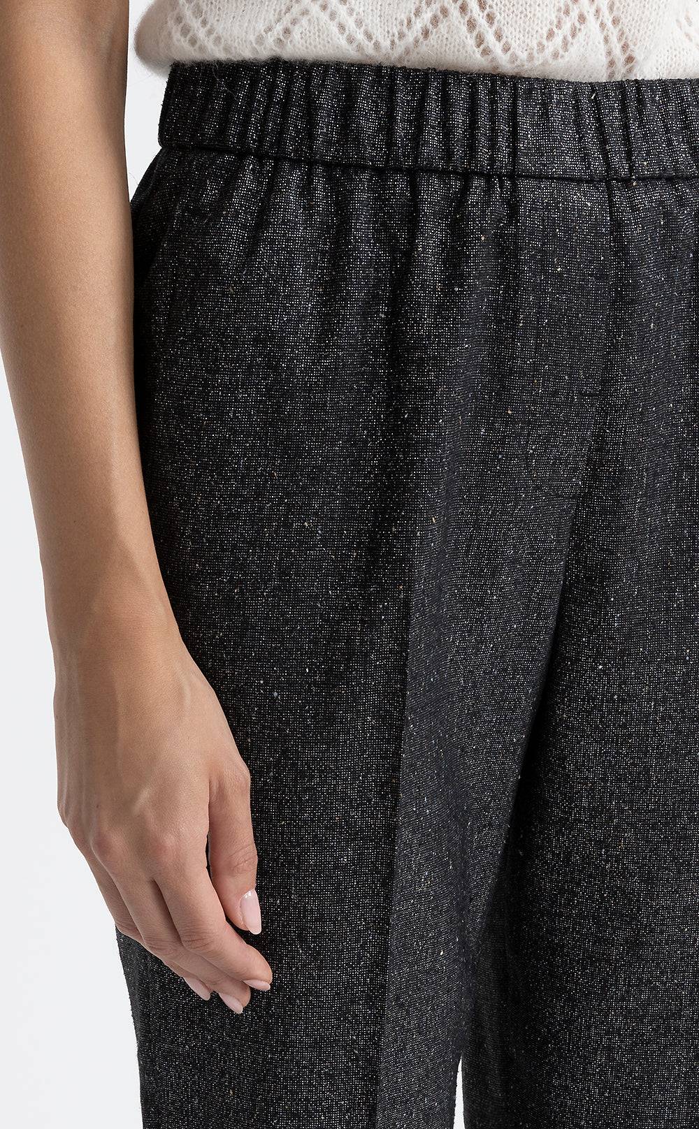 Peserico Pantalone carrot con elastico in tweed lurex Spedizione Gratuita