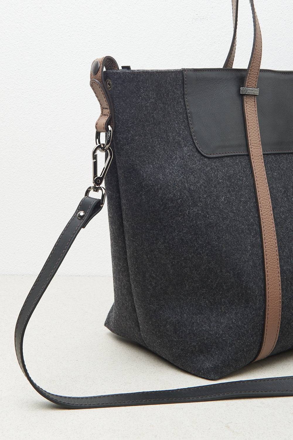 Peserico Borsa shopping in feltro, vera pelle e Punto Luce Convenienza
