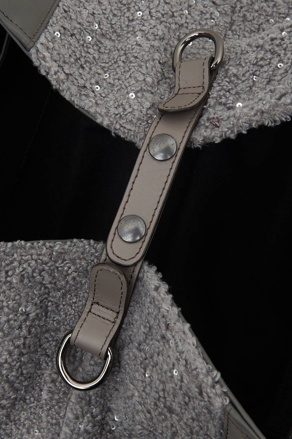 Peserico Borsa shopping in eco-pelliccia con paillettes e Punto Luce Novità
