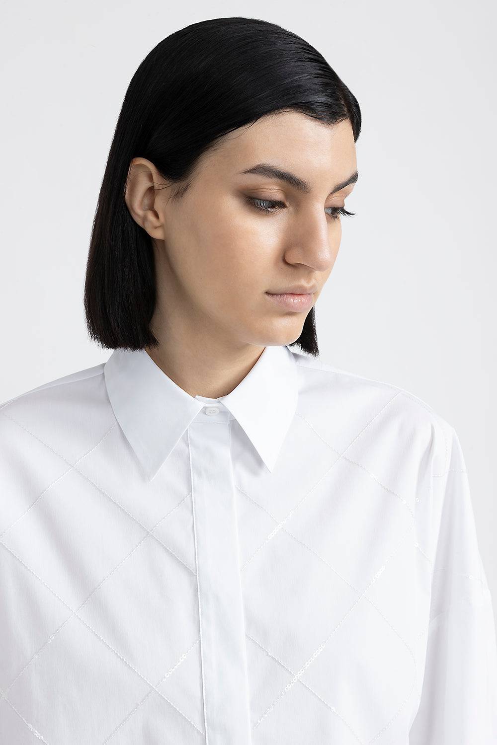 Peserico Camicia crop con paillettes Hotsell