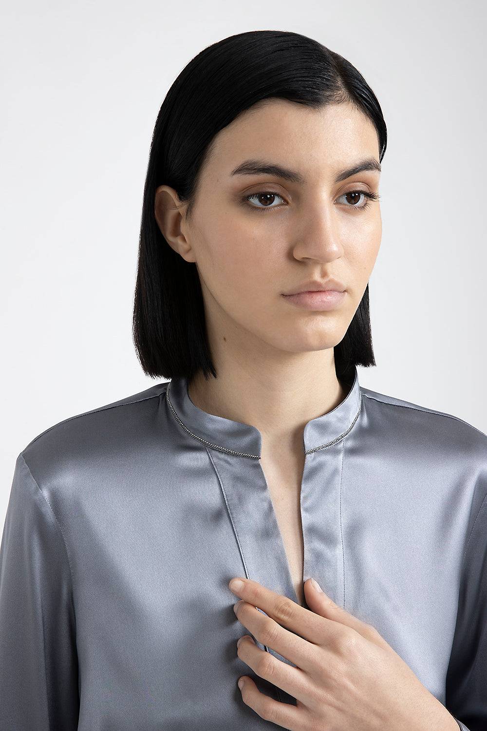 Peserico Camicia in raso di seta lucido Vendita Calda