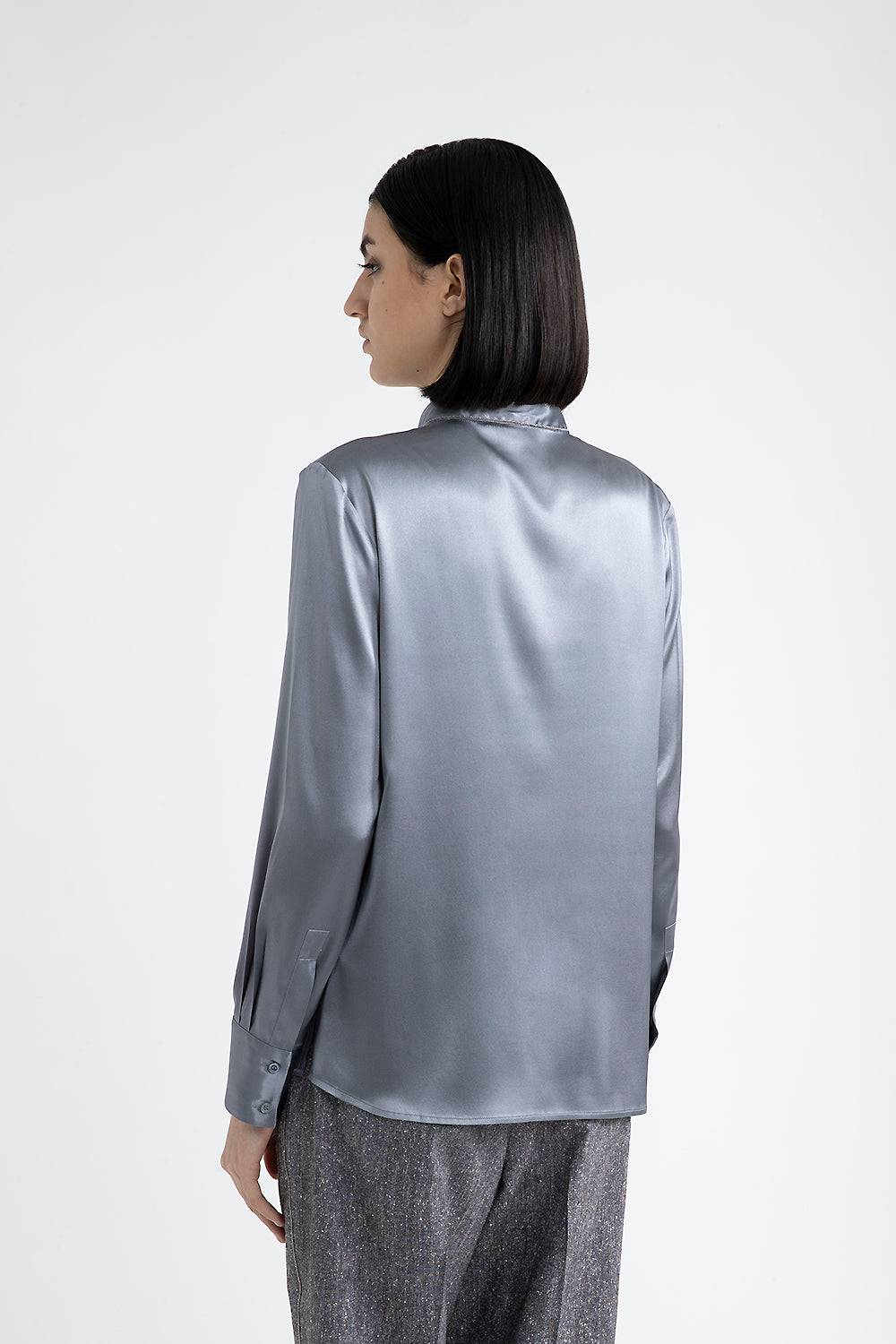 Peserico Camicia in raso di seta lucido Vendita Calda
