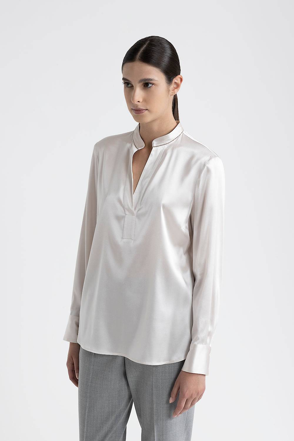 Peserico Camicia in raso di seta lucido Vendita Economica