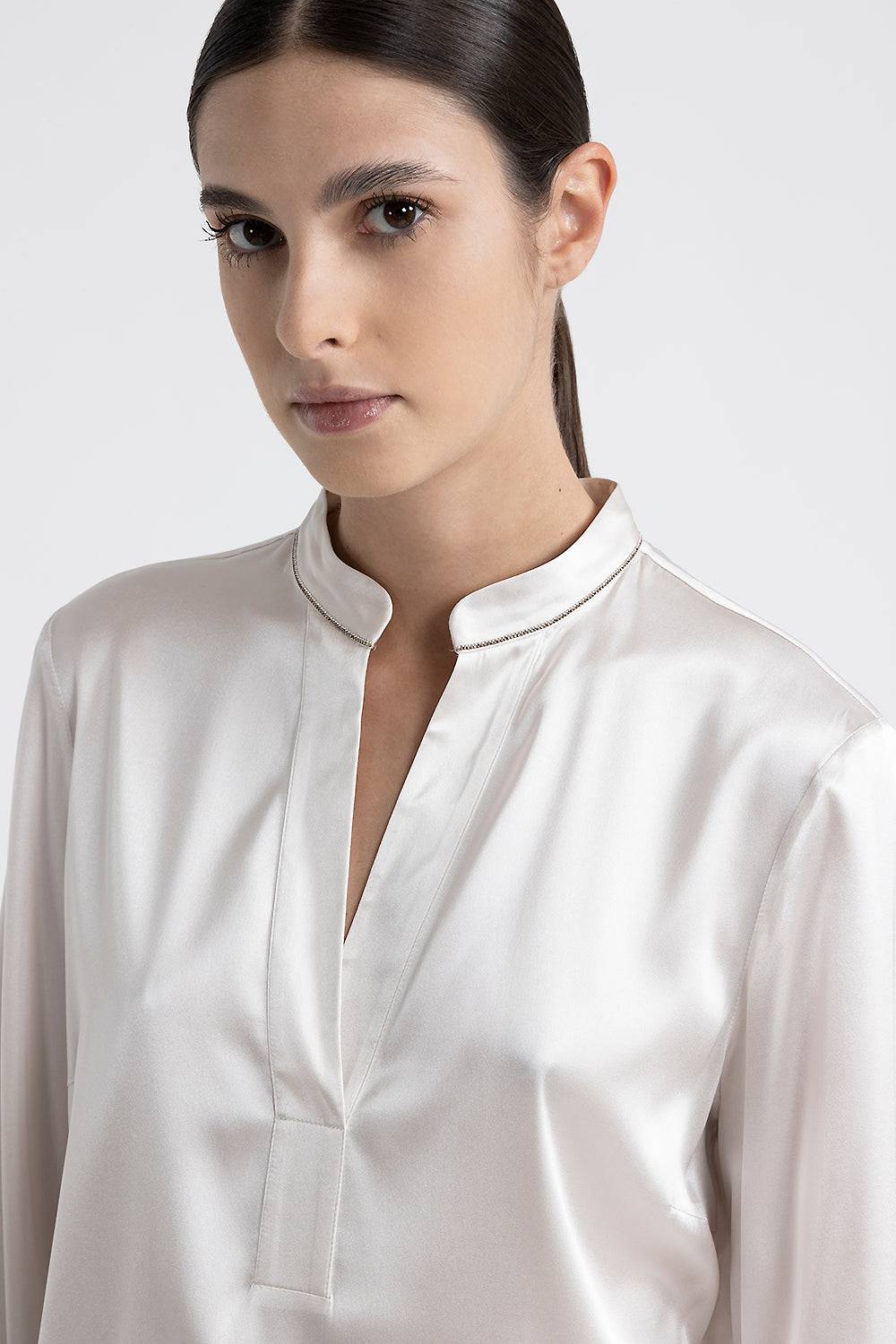 Peserico Camicia in raso di seta lucido Vendita Economica