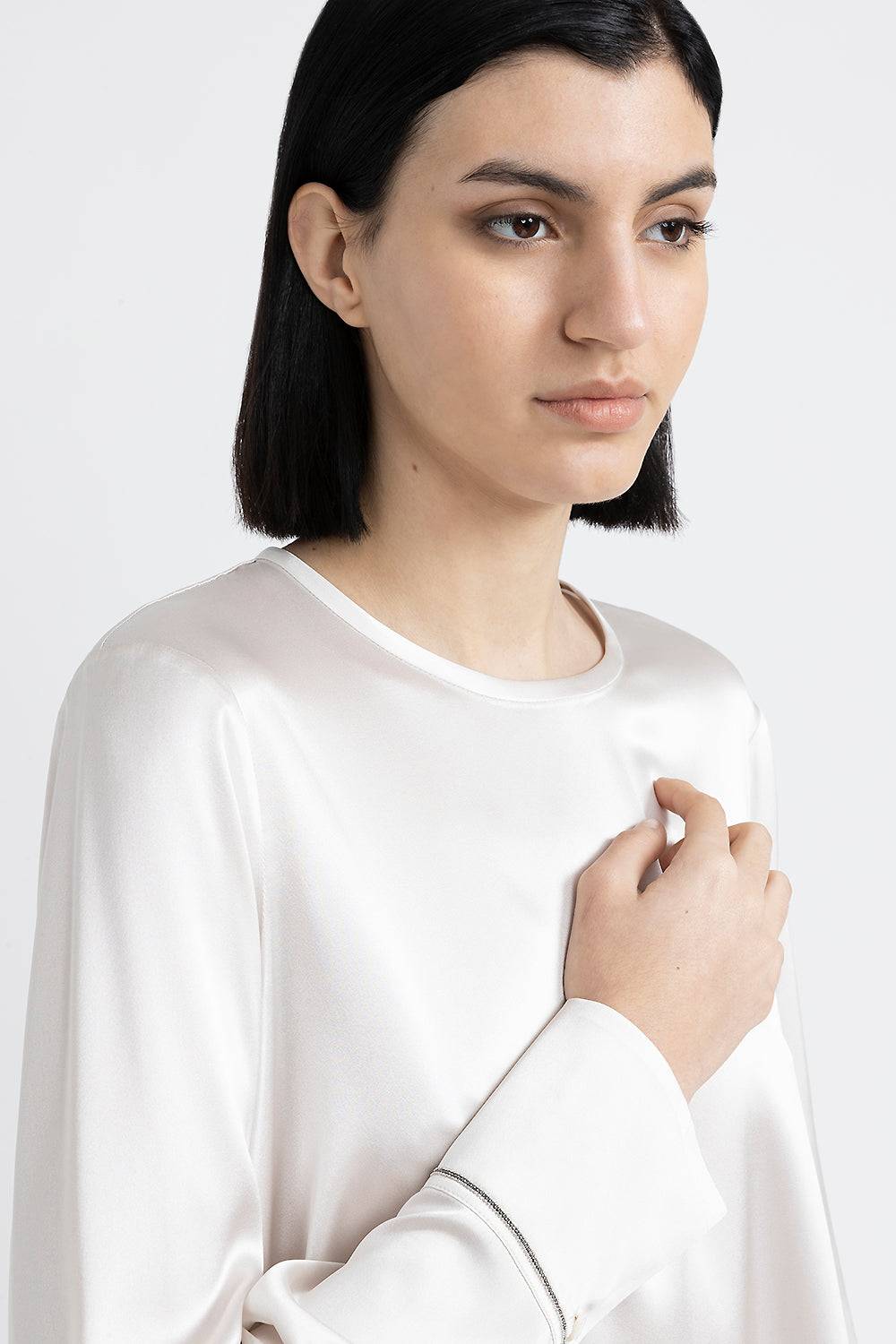 Peserico Camicia in raso di seta con Punto Luce Sconto