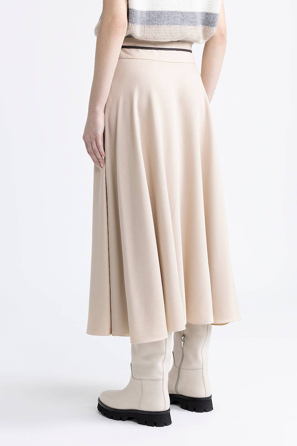 Peserico Gonna lunga in twill di lana e viscosa con cintura Moda