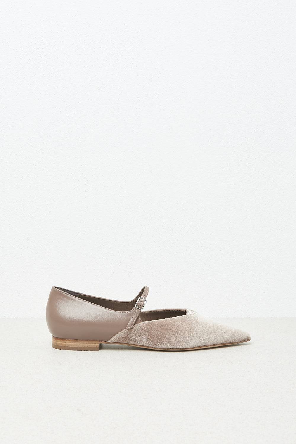 Peserico Ballerina flat in velluto e pelle Acquista Ora