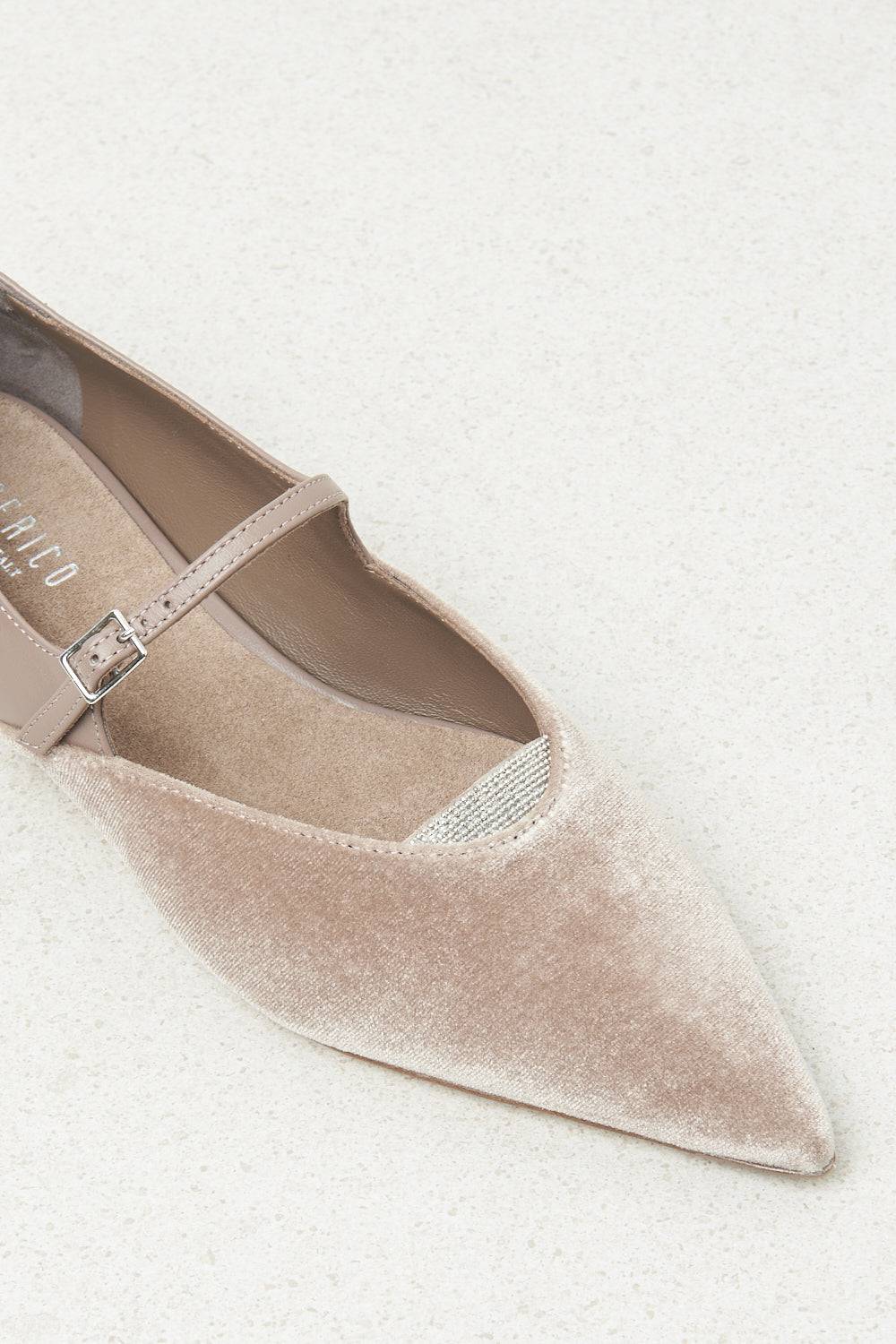 Peserico Ballerina flat in velluto e pelle Acquista Ora
