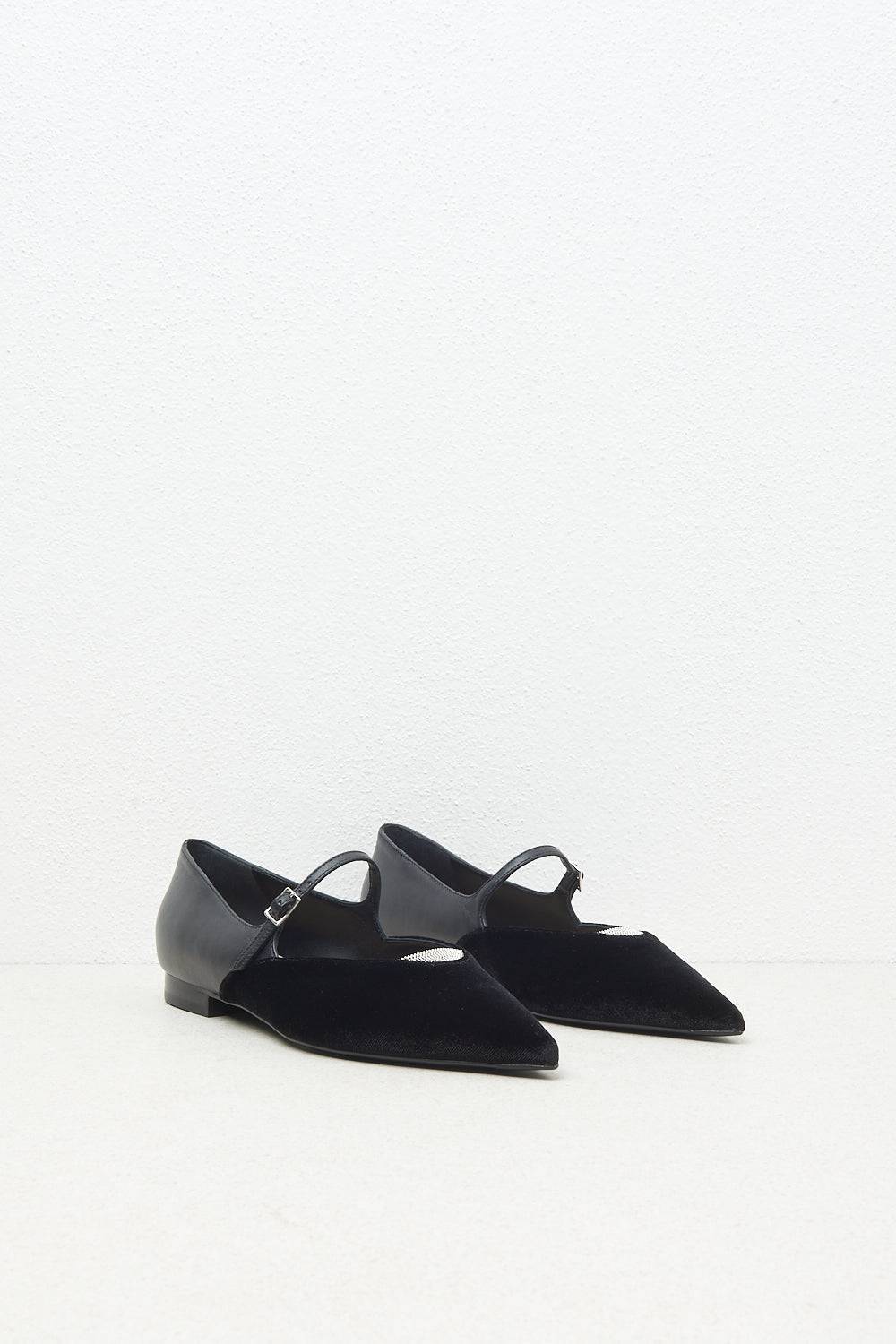 Peserico Ballerina flat in velluto e pelle