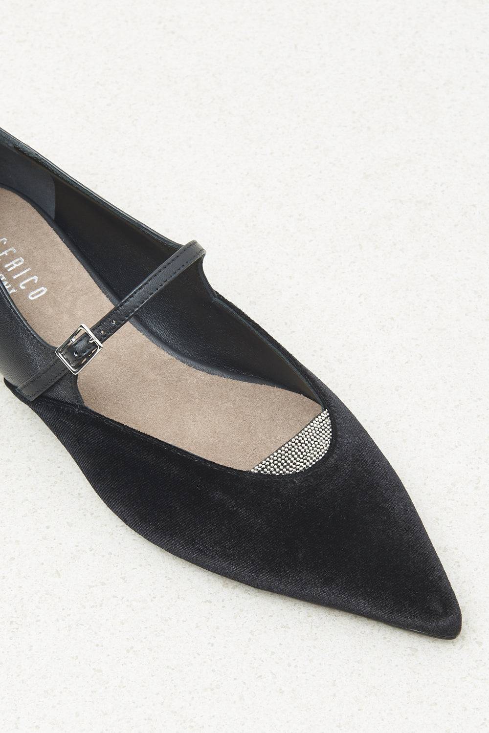 Peserico Ballerina flat in velluto e pelle Consegna Veloce