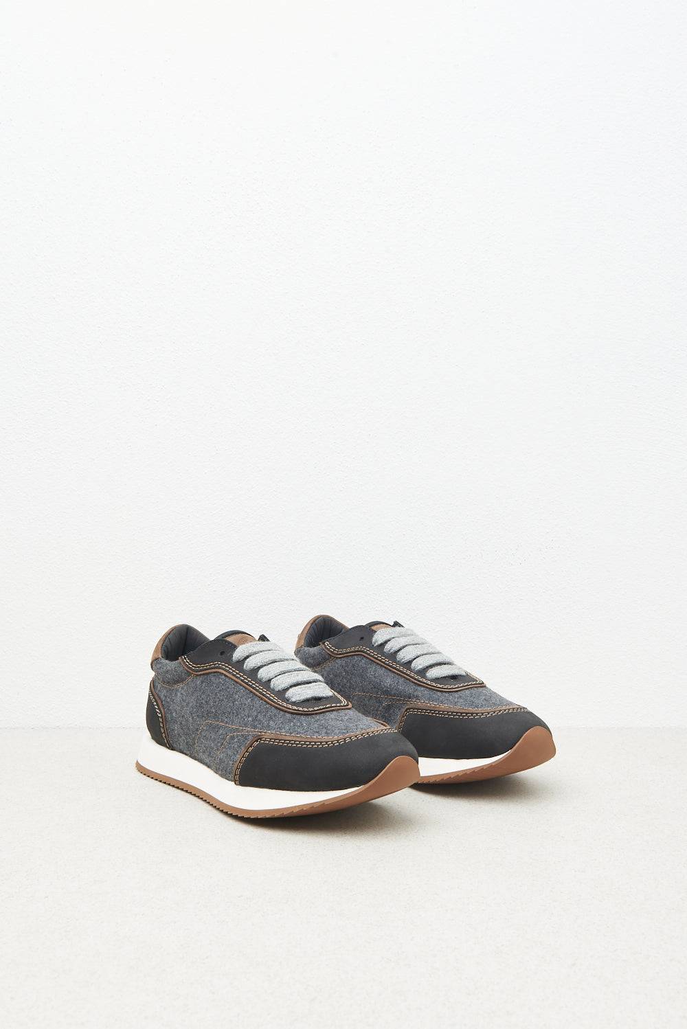 Peserico Sneakers vera pelle con feltro e lana
