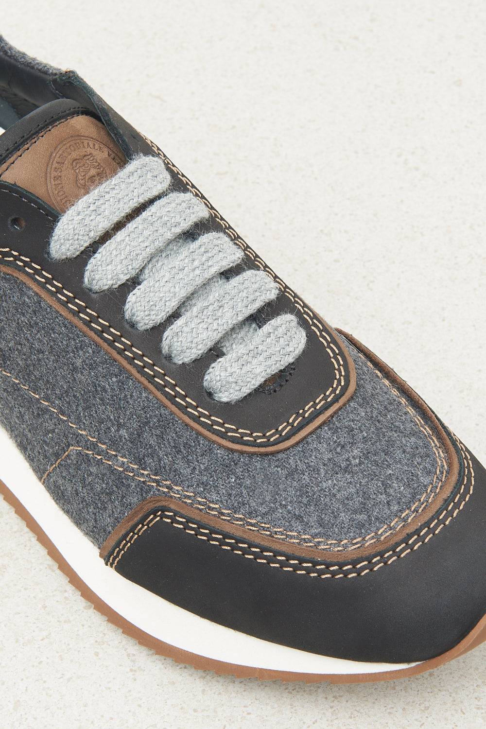 Peserico Sneakers vera pelle con feltro e lana Offerta
