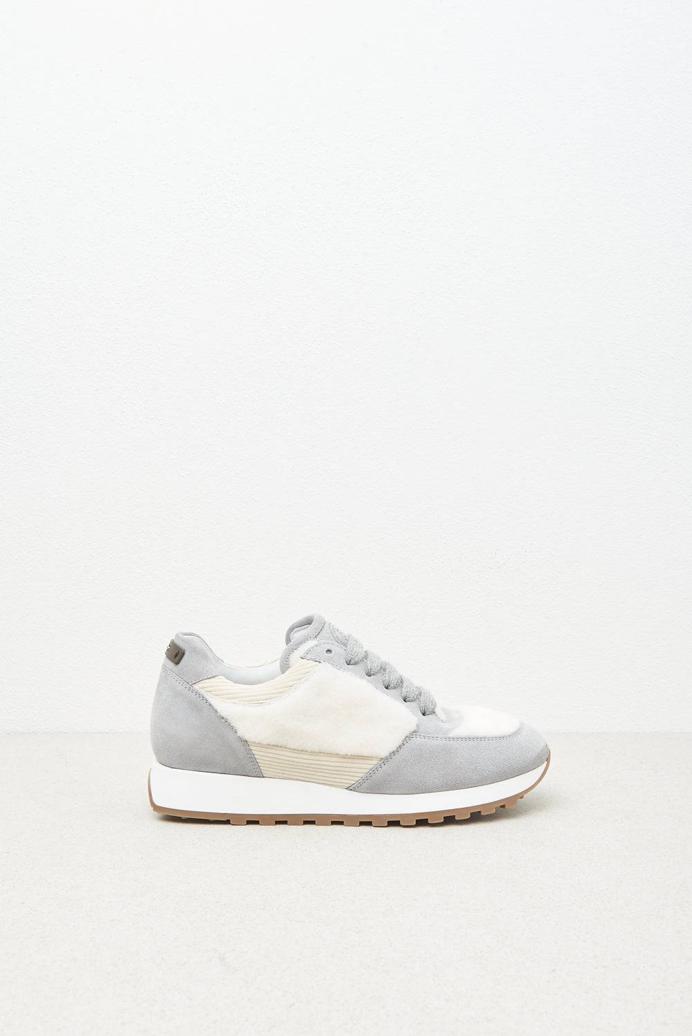 Peserico Sneakers in vera pelle e eco-pelliccia Economico