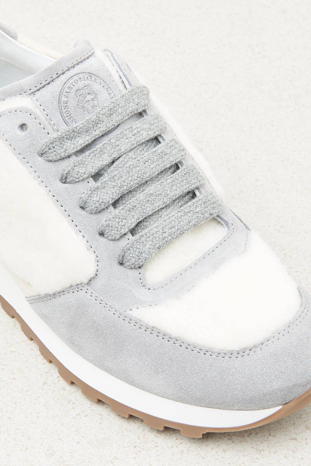 Peserico Sneakers in vera pelle e eco-pelliccia Economico