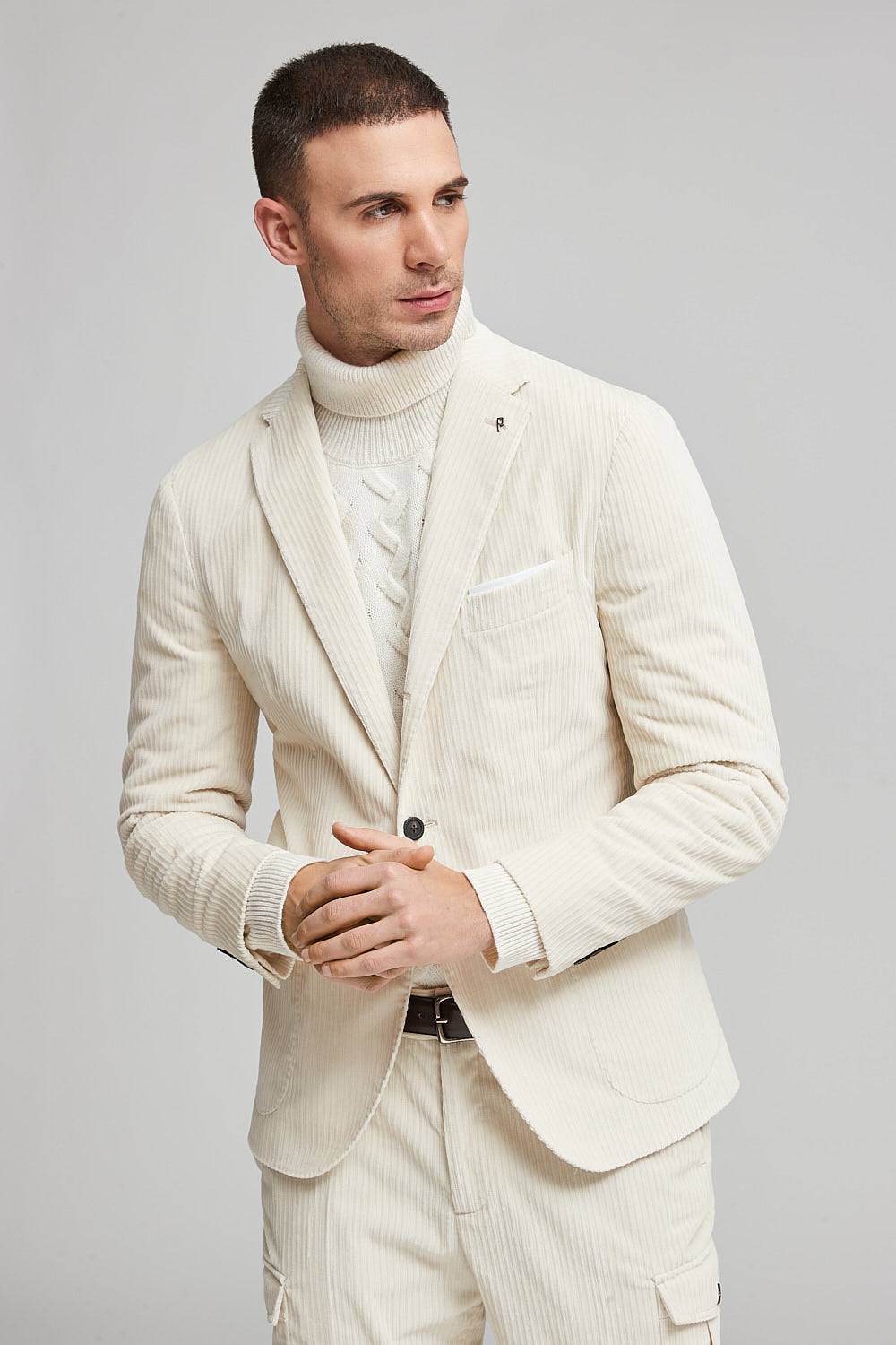 Peserico Blazer monopetto in velluto a costa francese