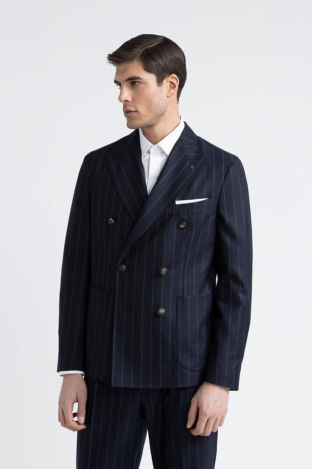 Peserico Blazer doppiopetto in lana gessata