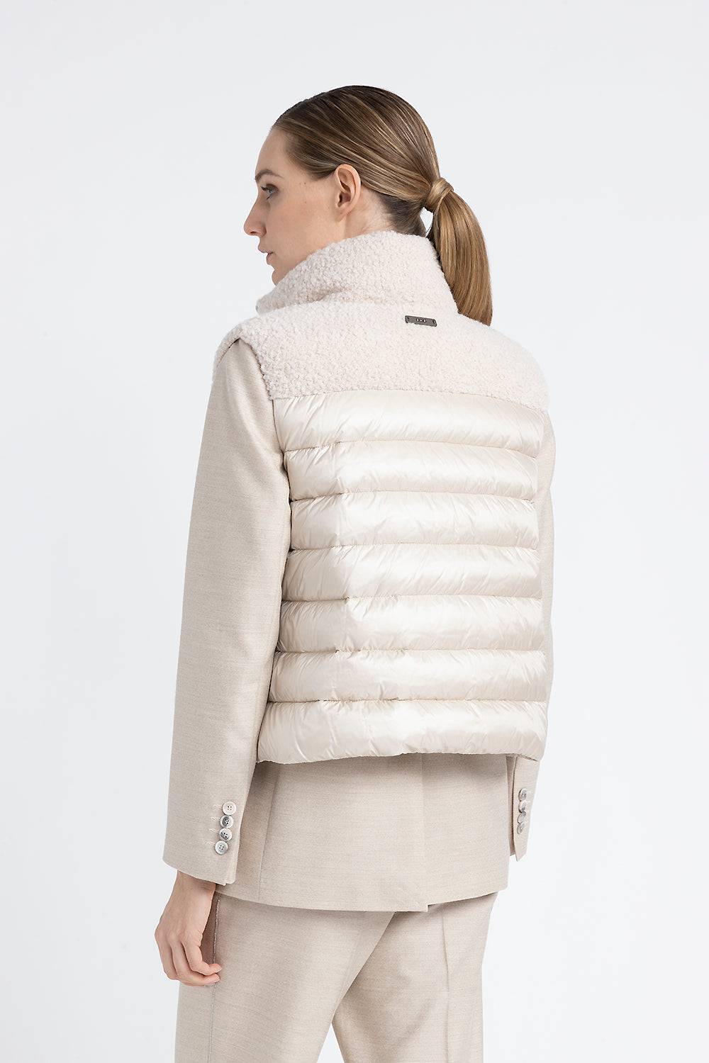 Peserico Gilet in piuma e panno bouclé di lana vergine e alpaca Moda