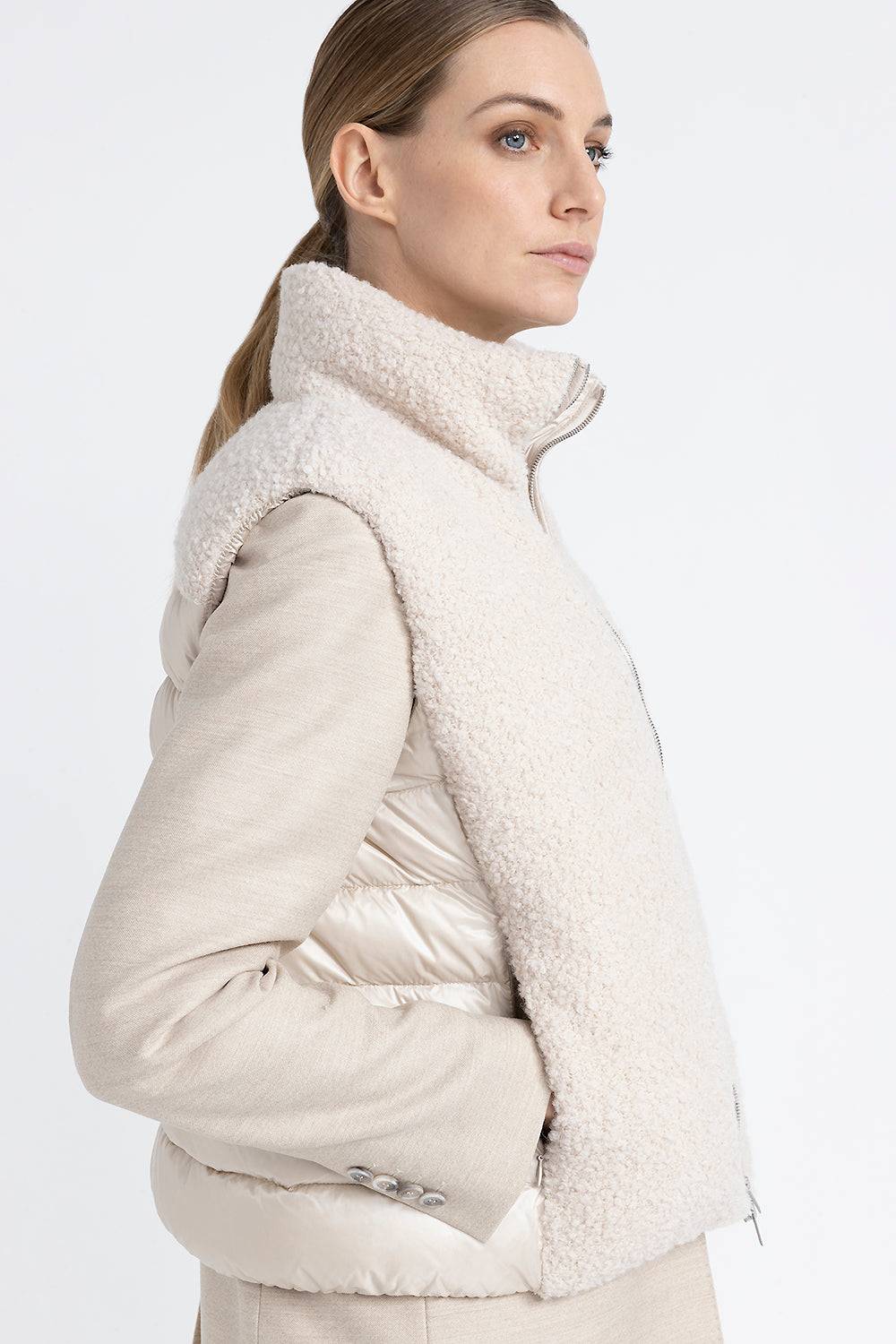 Peserico Gilet in piuma e panno bouclé di lana vergine e alpaca Moda