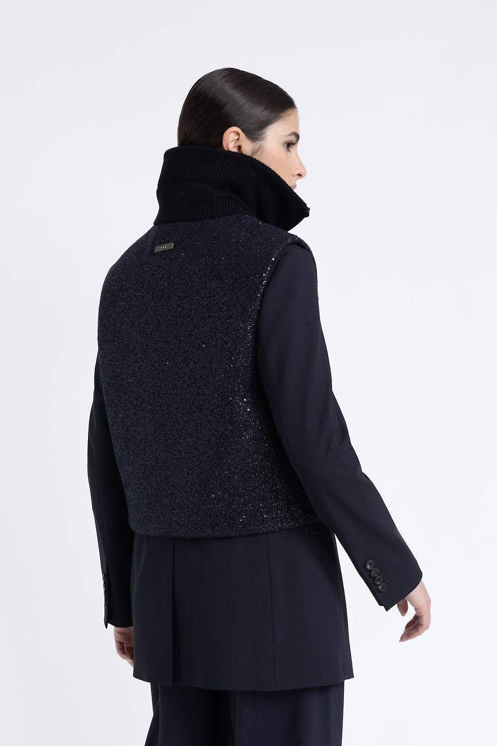Peserico Gilet imbottito in panno lurex con paillettes Italy