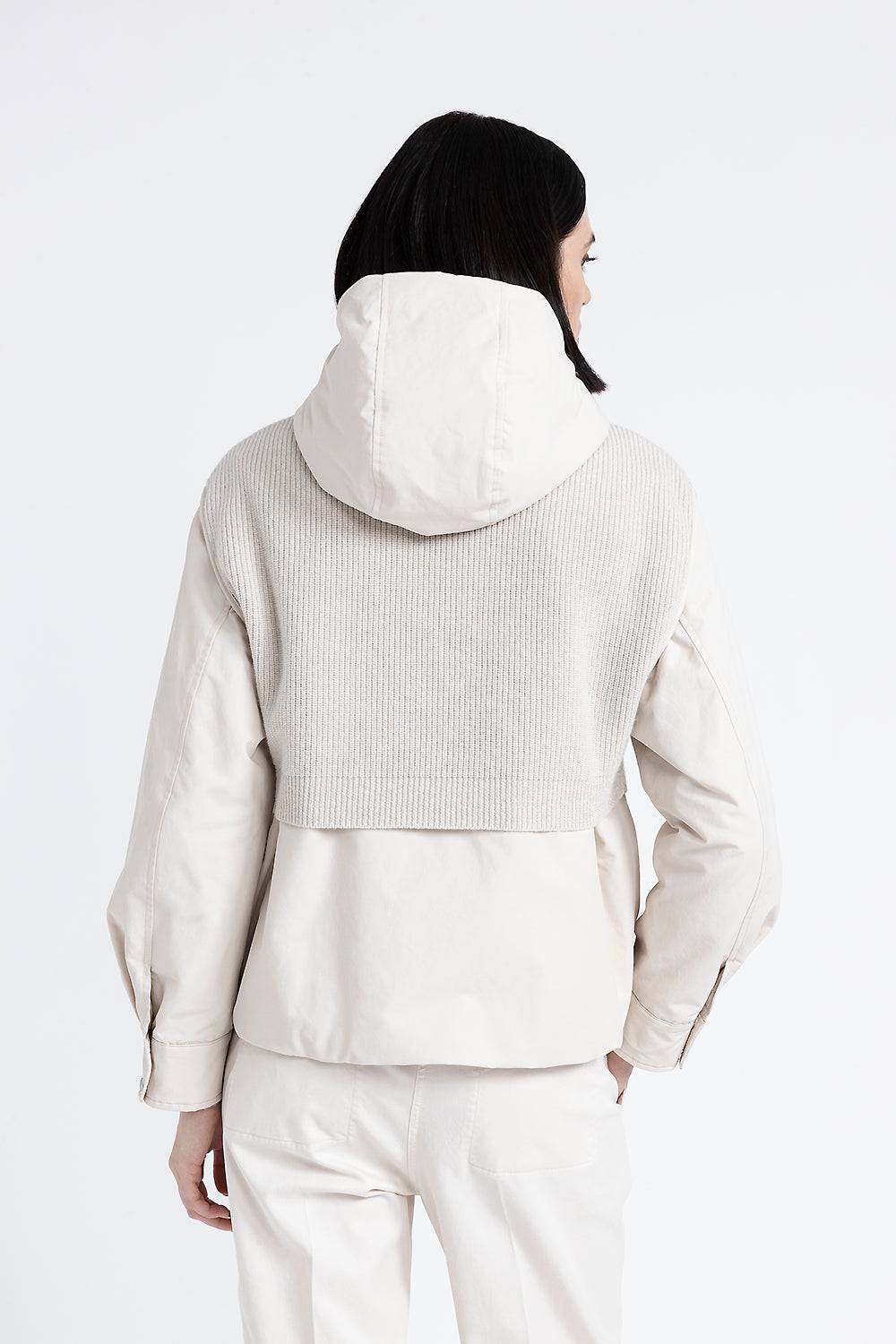 Peserico Giubbino con cappuccio in cotone tecnico, lana e cashmere Nuovo