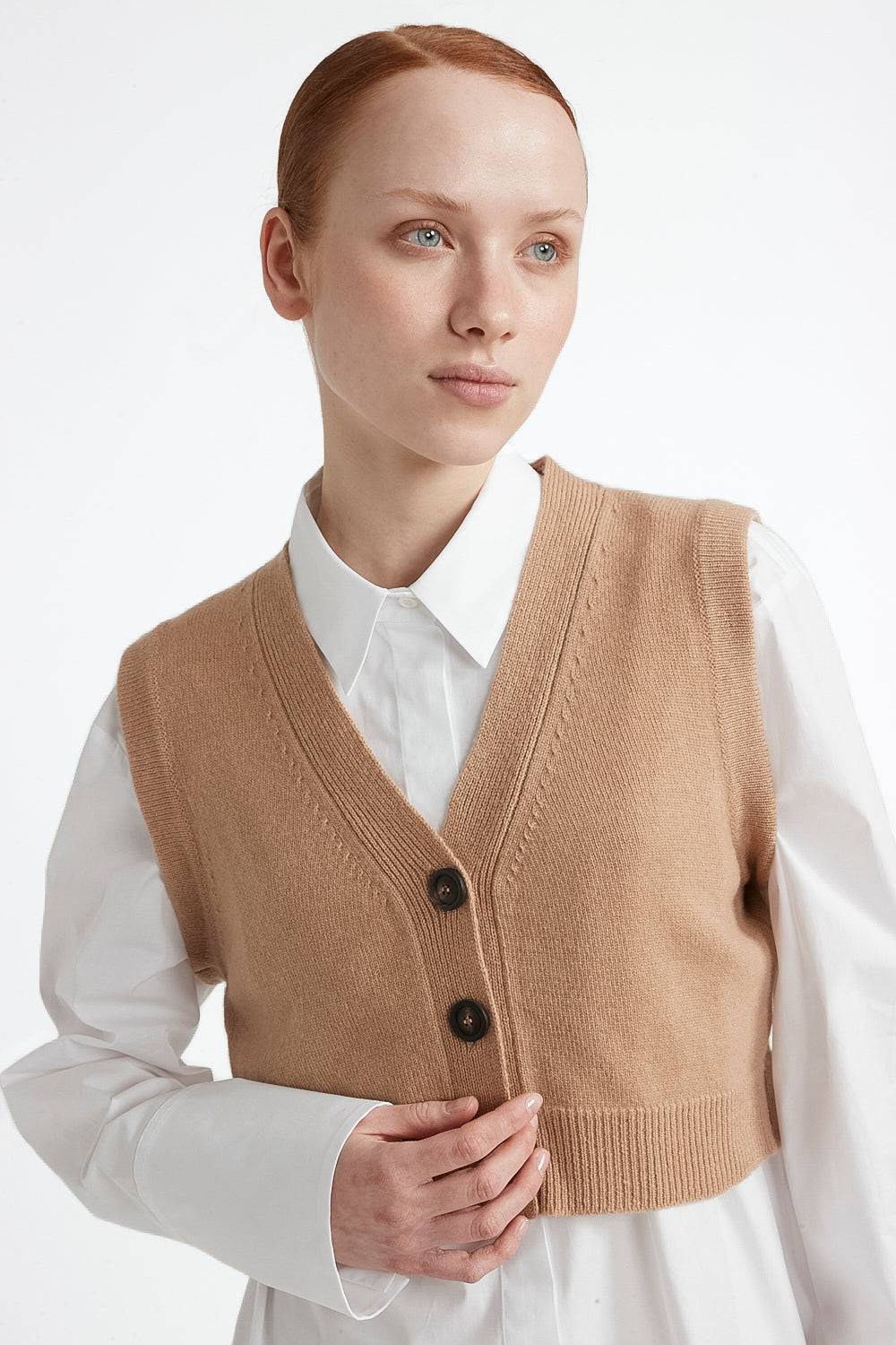 Peserico Gilet con bottoni lana merinos extrafine e cashmere Sconto