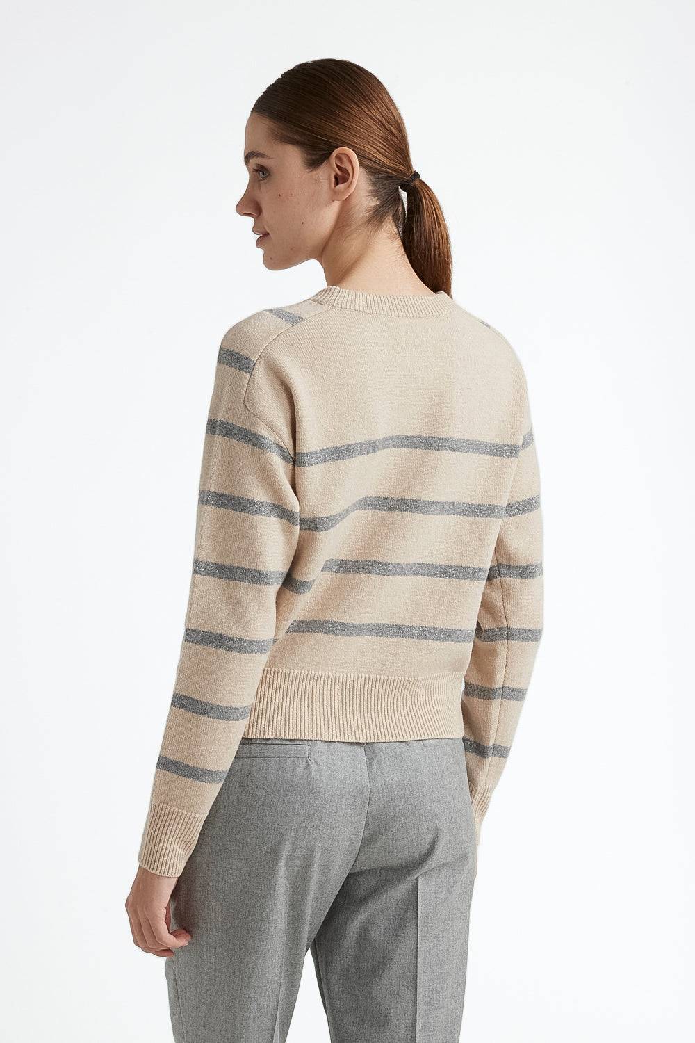 Peserico Maglia in lana e chashmere con righe in lurex Offerta