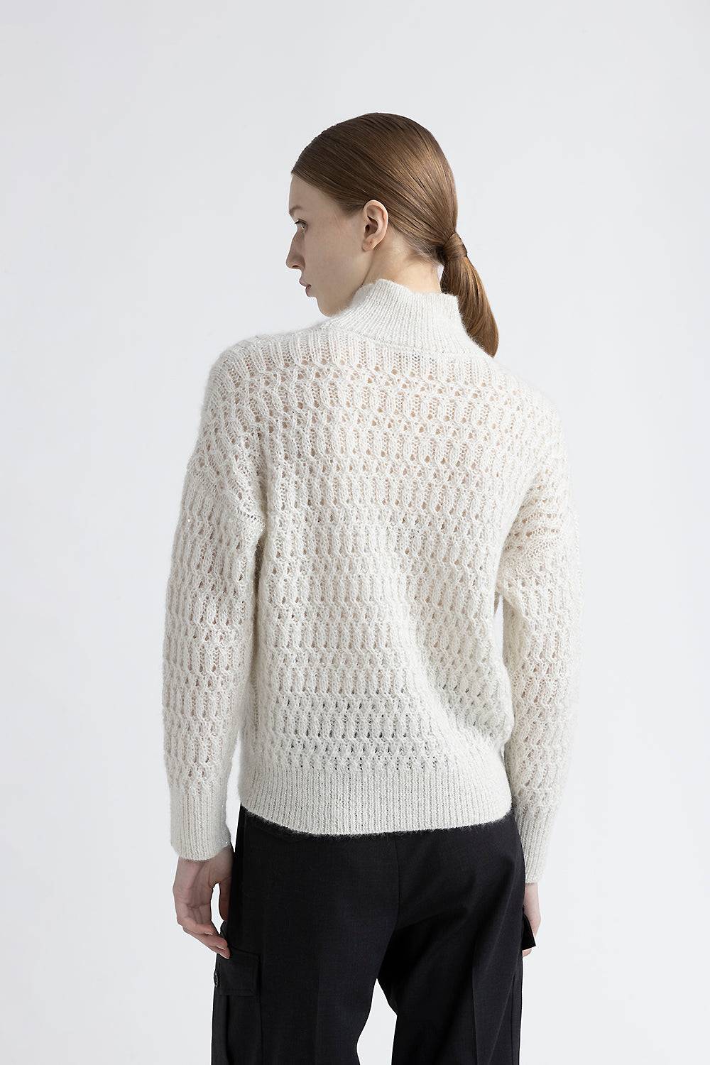 Peserico Maglia collo alto in lana d'alpaca intrecciata Vendita Calda