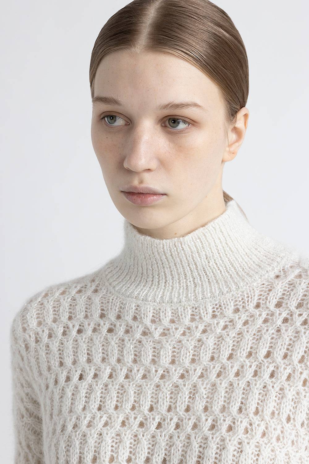 Peserico Maglia collo alto in lana d'alpaca intrecciata Vendita Calda
