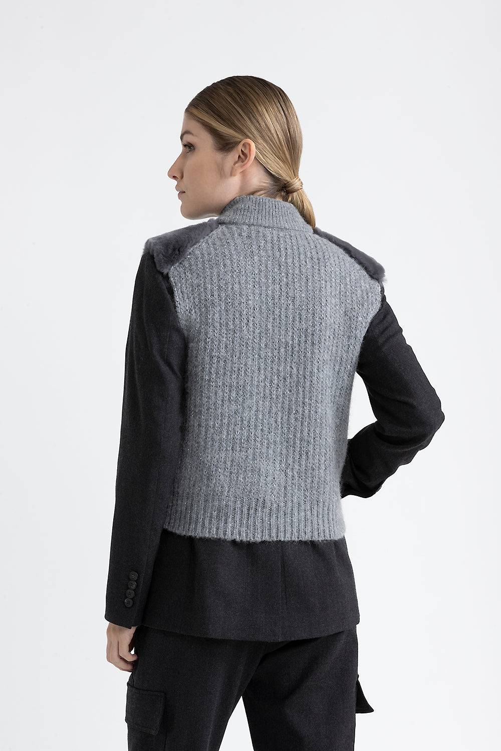 Peserico Gilet in tricot e pelo Saldi Di Fabbrica