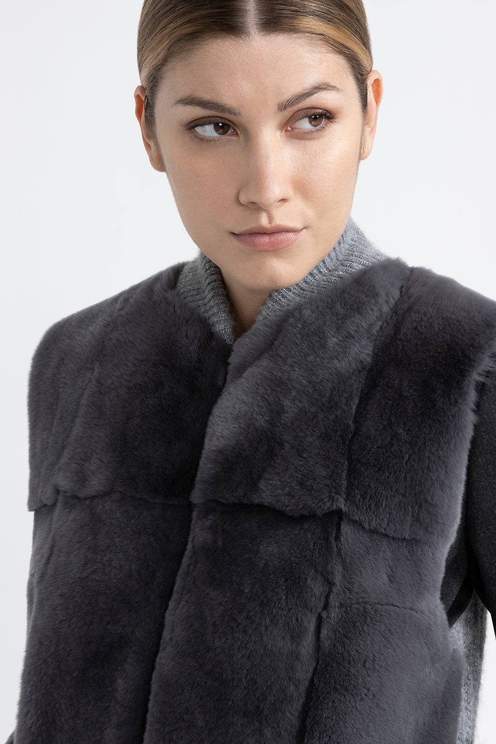 Peserico Gilet in tricot e pelo Saldi Di Fabbrica