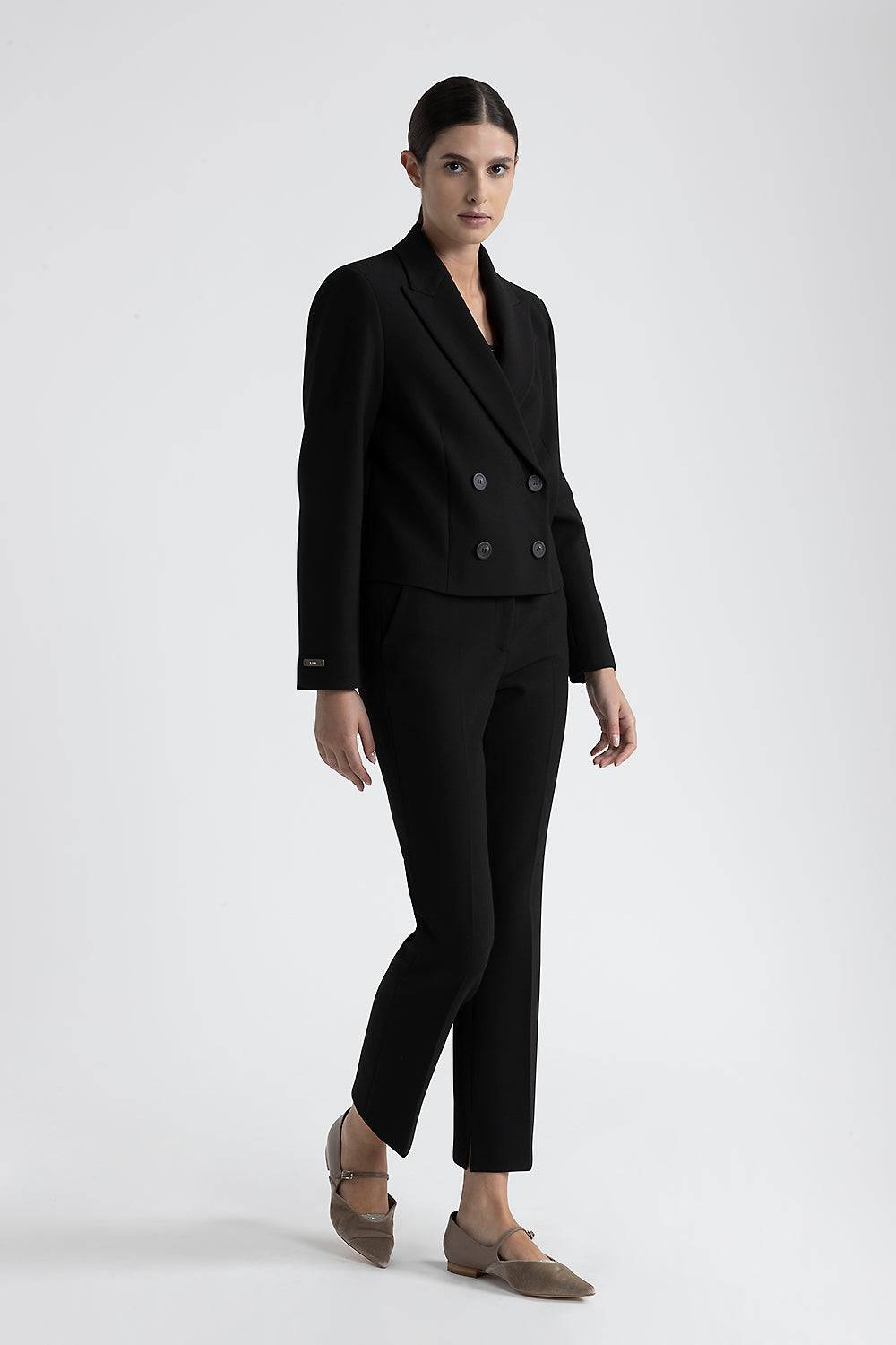 Peserico Blazer doppiopetto crop in viscosa e cotone Moda